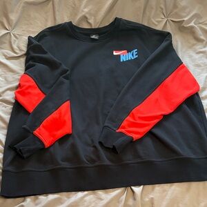 Nike Men's Black Sweater with Red and Blue Accents